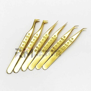 แหนบต่อขนตาเคลือบทอง 24k ระดับมืออาชีพ สำหรับต่อขนตาแบบวอลลุ่ม ปลายแหลมสแตนเลสสตีล รับทำโลโก้-ขายส่ง - Product Image 4