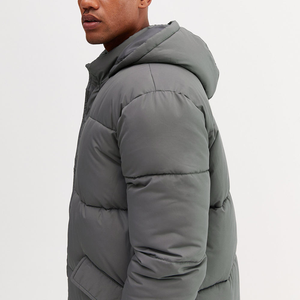 DENEZE SPORTS <b>Men's</b> Olive Green <b>Long</b> Hooded <b>Puffer</b> Jacket Thick Winter <b>Coat</b> Canvas Stand Collar Zipper Closure Casual Warm - Product Image 3