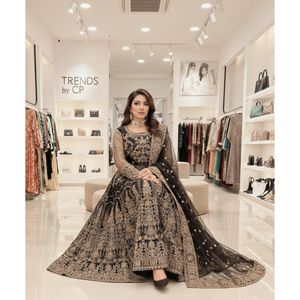 ชุดเดรสยาวสำหรับผู้หญิงแบบสามชิ้น  สำหรับงานปาร์ตี้และเทศกาลต่างๆ  ตกแต่งด้วยผ้าตาข่าย  ลายดอกไม้และลายเรขาคณิต  ประดับด้วยลูกปัด - Product Image 5