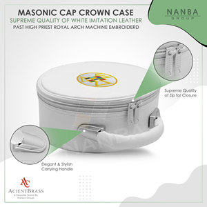 White Past High Priest Royal Arch Chapter Imitation Leather Lightweight Shape Machine Embroidery Cap <b>Case</b> Strap NANBA GROUP - Product Image 5