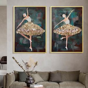 Tableau mural de luxe fait main en nacre, motif ballerine, pour décoration intérieure moderne de salon - Product Image 3