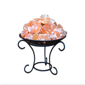 Meilleure Vente : Lampe Décorative en Sel de l'Himalaya avec Panier en Fer, Formes Irrégulières Uniques, Style Bol Plein d'Amour, Artisanat Naturel - Product Image 1