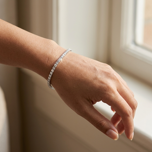 925 <b>Sterling</b> <b>Silver</b> Diamond Tennis <b>Bracelet</b> Brilliant Claw Set Unisex Luxury Wedding Jewelry Gift Party Wear Rhodium Plated - Product Image 3