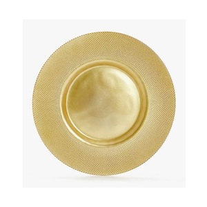 Assiettes de présentation en laiton poli à bord large, assiettes de base pour la table, arrangement de table haut de gamme, réception de mariage, présentation d'événements - Product Image 5