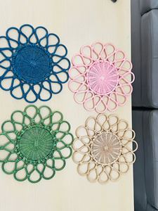 Custom Handmade Rattan Plate Natural Woven Round <b>Basket</b> Decorative Serving <b>Tray</b> Rustic Home Decor - Product Image 5