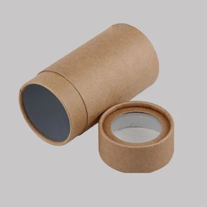 Caja cilíndrica de cartón con logotipo personalizado, embalaje biodegradable en tubo de papel, caja redonda ecológica de kraft para productos esenciales con ventana de exhibición. - Product Image 2