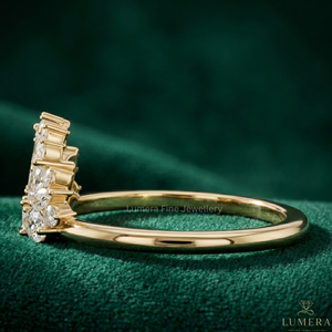 Bague de fiançailles et de mariage en or plaqué or avec diamant taille marquise de luxe certifié IGI 9-18K pour femme, bijoux fins - Product Image 2
