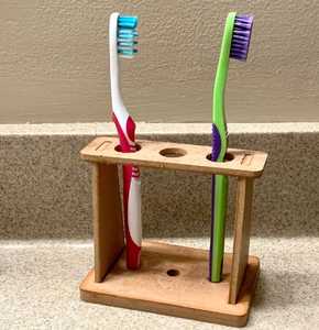 Wooden toothbrush and <b>toothpaste</b> <b>holder</b> with multi slot bamboo organizer for bathroom accessories storage - Product Image 1