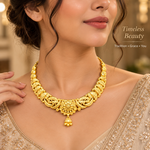 Indian <b>Bridal</b> <b>Jewelry</b> Necklace <b>Set</b> for Women | Designer Wedding Earrings | 24K Gold Finish Copper Brass Traditional Ethnic <b>set</b> - Product Image 2