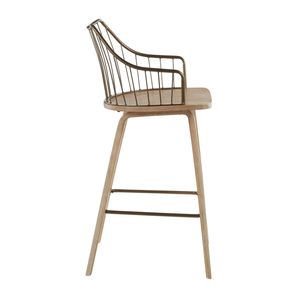 Winston Farmhouse Counter <b>Stool</b> White Washed Wood and <b>Antique</b> Copper Metal Stylish <b>Stools</b> & Ottomans - Product Image 2