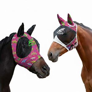 Masque anti-mouches pour chevaux, doux, extensible, protection UV, confortable, avec oreilles, respirant, élastique, avec couvre-yeux en maille - Product Image 5