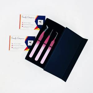 Pinzas para Pestañas Profesionales de Acero Inoxidable, Curvas en Forma de L, Puntas Anguladas, Pinzas de 90 Grados para Extensión de Pestañas de Volumen - Product Image 2