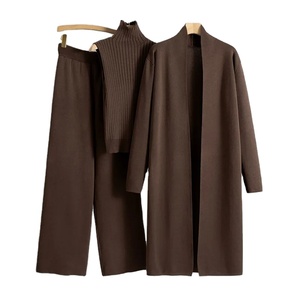 Spring Autumn 3 Piece Women Cardigan Tracksuits Fashion Knitted Pant Set Ladies Sweater <b>Vest</b> Vintage Fashion Ladies 3 Piece Set - Product Image 4