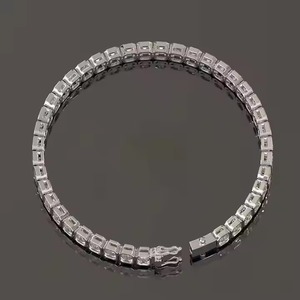 Customized Round Shape Moissanite Diamond <b>Bracelet</b> Bezel Setting 18K Yellow Gold Diamond <b>Bracelet</b> for Both Men and Women - Product Image 2