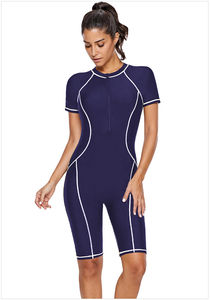 Traje de buceo de manga corta para mujer con cremallera, protección solar, alta elasticidad, para surf y snorkel, traje de baño de una pieza contra medusas - Product Image 6