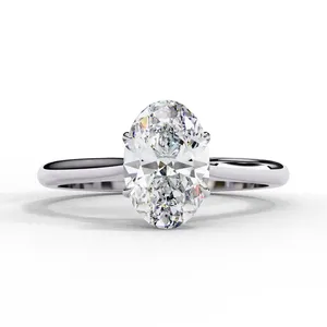 Bague solitaire ovale en diamant de laboratoire 1 carat, à quatre griffes, avec tige cathédrale, certifiée IGI, en or 18 carats, bijou de fiançailles intemporel pour mariée - Product Image 4
