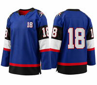 Maillot de hockey sur glace personnalisé OEM, imprimé, anti-transpiration, col en V, lourd, respirant, en polyester, uniforme de match unisexe