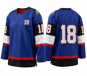 Jersey de Hockey sobre Hielo Personalizado OEM, Suéter de Equipo Resistente, Uniforme de Juego Transpirable de Poliéster con Nombre y Número Cosidos - Product Image 1