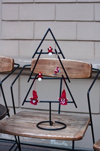 Sapin de Noël artificiel en fer sur pied, finition noire, pour la décoration - Product Image 6