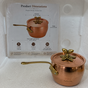 Cacerola de Cobre Puro Hecha a Mano con Asa y Tapa de Latón, Olla de Cobre para Leche, Olla de Cobre de Lujo para Cocinar, OEM ODM Venta al por Mayor Exportación - Product Image 2