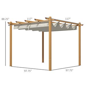 Pergola Retrattile in Alluminio 3x3m Color Crema con Tenda Impermeabile, Riparo Parasole per Patio, Giardino, Villa, Cortile, Parco - Product Image 3