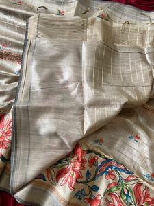 Yumuşak Yarı Pamuklu Saree, Güzel Baskı ve Çekici Ekose Desenli Bollywood Tarzı Parti Sareesi ve Baskılı Bluz - Product Image 3