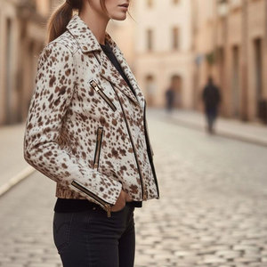 Veste en cuir de vachette souple à poils, matériau authentique de qualité supérieure, grain naturel, durable, élégante, vêtement d'extérieur tendance, look décontracté - Product Image 4