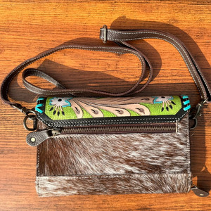 Nueva colección elegante de vaquera de pelo hecho a mano Real en bolsos de mano de cuero para mujer Mini bolso móvil de cuero de vaca genuino - Product Image 3