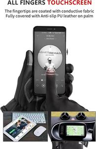 Gants d'hiver en cuir véritable pour hommes, gants thermiques chauds doublés pour les activités de plein air par temps froid et la conduite - Product Image 3