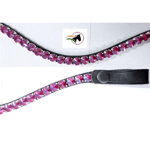 Frontal en cuir personnalisé pour cheval avec cristaux Rivoli scintillants de 10 mm et fermoirs à dégagement rapide, accessoires de bridon équestre - Product Image 1