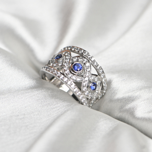 Bague en pierre de cyanite naturelle et moissanite, plaquée or 14 carats, argent sterling, bijoux en pierres précieuses pour femmes, cadeau d'anniversaire ou de mariage - Product Image 4