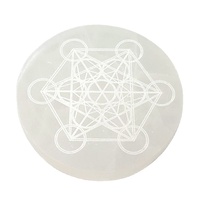 Vente en gros, plaque de chargement gravée en sélénite, sous-verre Chakra pour la guérison, la méditation, la divination