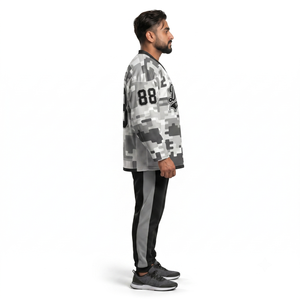 Maillot de hockey sur glace camouflage neige personnalisé avec maille respirante, col en V surdimensionné, sublimation du nom du joueur - Tenue d'équipe, fabrication OEM - Product Image 3