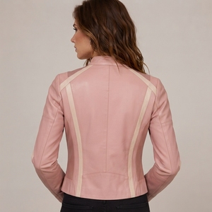 <b>Lightweight</b> <b>Women</b> Leather <b>Jacket</b> Casual Clothing <b>Women</b> Leather <b>Jacket</b> Crafted With Soft Leather Material Comfortable Interior - Product Image 2