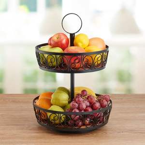 Panier à fruits en métal à double couche pour la maison, panier de rangement en métal, étagère, panier à légumes - Product Image 2