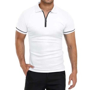 Polo à col zippé pour homme, rose, confortable, 100% coton, pour un usage décontracté, manches courtes, grandes tailles - Product Image 3