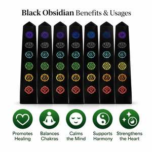 Obelisco de Obsidiana Negra Natural al por Mayor, Torre de Chakra de 6 Pulgadas, Varita de Cristal Curativa Grabada, Energía de Meditación Reiki - Product Image 3