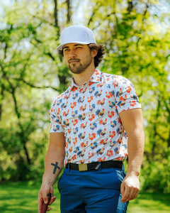 Camisa de Manga Corta para Hombre con Estampado de Gallo, Tejido de Punto Casual, Antiarrugas, Spandex/Poliéster, Corte Regular - Product Image 4