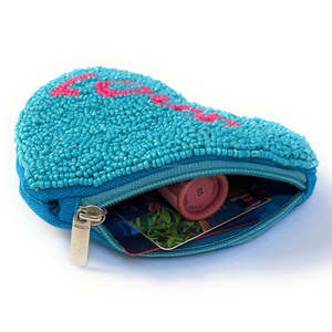 Top Seller Love Embroidery Zipper <b>Wallet</b> Rectangle Shape Beaded Coin Pouch Trendy Mini Purse Unisex Multicolor Party Natural - Product Image 4