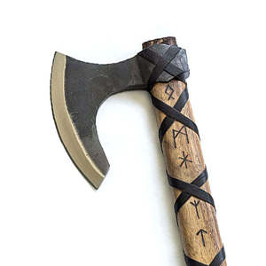 Hacha de Batalla Vikinga de Acero al Carbono Forjada a Mano al por Mayor, Hacha Medieval Personalizada con Barba, para Supervivencia Industrial, al Aire Libre y Camping - Product Image 6