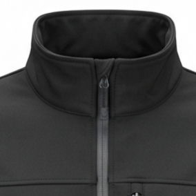 Chaqueta Softshell Negra para Hombre, Cierre Completo, Cuello Alto, Resistente al Viento, Informal, Corte Regular, Exterior de Poliéster, para Otoño - Product Image 5