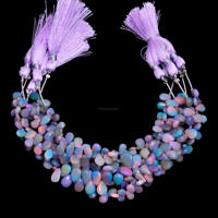 Perles violettes en opale naturelle éthiopienne de qualité supérieure, forme poire lisse, 6 pouces (environ 4,5x6,5-13x9 MM), faites à la main par un tiers
