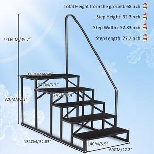 "5 Step Handrail Ladder for Swimming Pools Ground Level 660 lb Load Capacity RV/ Mobile Home Use Anti-Slip Panels" - Product Image 2