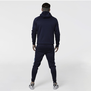 Men's Navy Blue Hooded <b>Tracksuit</b> Color Blocking Full Length Sweatshirt Jogger Set Casual Wear Breathable Polyester Autumn Outfit - Product Image 6