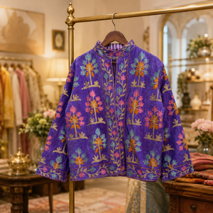 Veste matelassée en velours brodée Suzani faite à la main pour femme, doublée en coton, style bohème artisanal, idéale pour le printemps, l'automne et l'hiver – Cadeau - Product Image 5