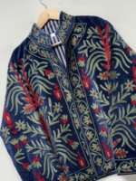 Veste d'hiver bohème en velours brodée à la main, design floral écologique et respirant, manteau pour femme, cadeau d'anniversaire