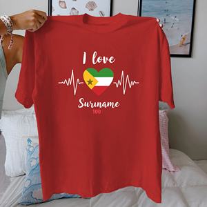 I Love เสื้อยืดผู้หญิงผ้าคอตตอนแท้รูปหัวใจ, เสื้อยืดสวมใส่สบาย - Product Image 3