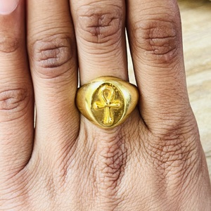 Nueva Llegada Anillo Gótico Ankh Bohemio de Latón para Hombre, Bañado en Oro, Símbolo Egipcio Llave de la Vida, Cruz, Venta al por Mayor, Anillo Religioso - Product Image 6