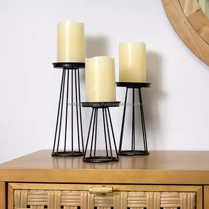 Ensemble de 3 bougeoirs faits à la main en fer forgé noir support décoratif en métal pour la maison jardin cadeaux de noël - Product Image 4