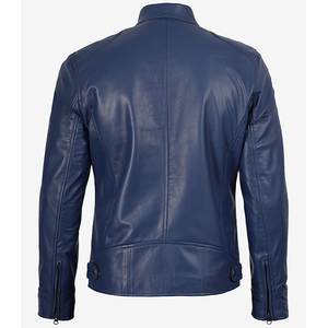 แจ็คเก็ตหนังวัวแท้สีน้ำเงินสุดฮิตปี 2026 สำหรับผู้ชาย คุณภาพสูง MOQ ต่ำ ไซส์ใหญ่ แฟชั่นฤดูหนาว แจ็คเก็ตอุ่น - Product Image 2